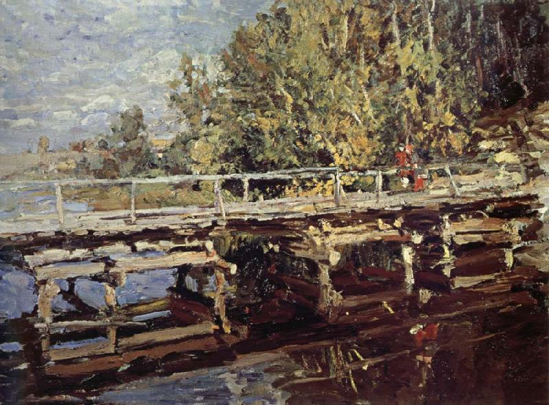 Konstantin Korovin Bridge in the autumn scenery Sweden oil painting art